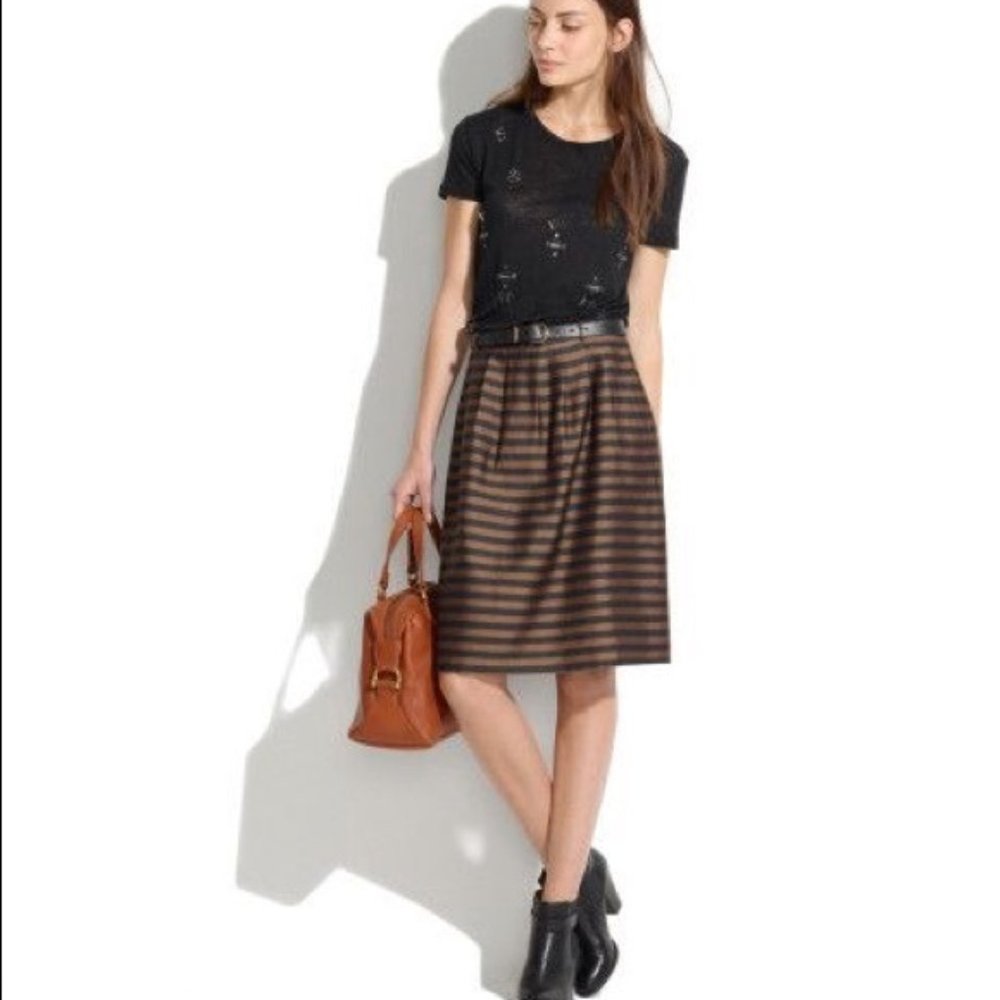 Madewell Brown & Black Striped Skirt SZ 2